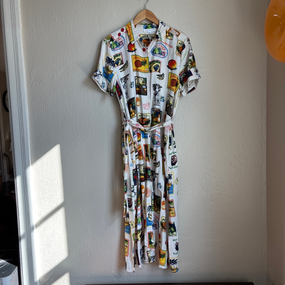 Jane and Delancey White Graphic Print Midi Dress